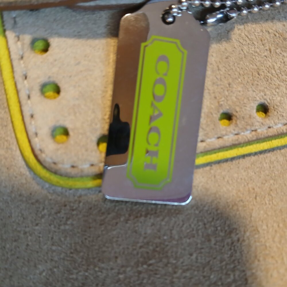 Vintage Coach Hampton Gallery Tote Bag Tan Suede Brown Leather - Picture 13 of 13